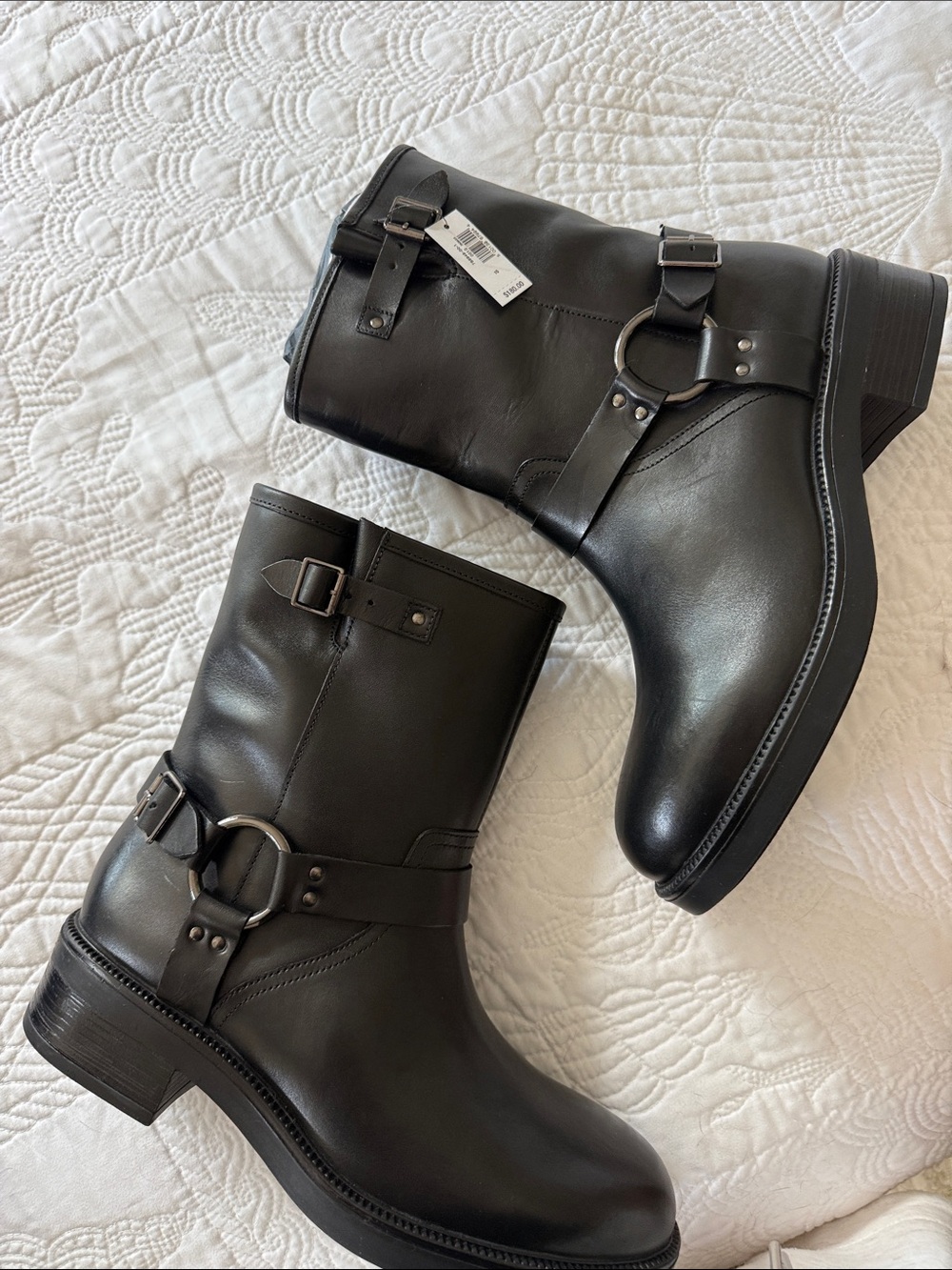 Banana Republic Black Leather Combat Moto Boots